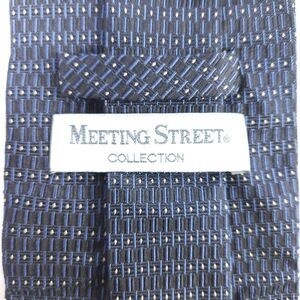Meeting Street‎ Geometric Polka Dot Tie Black Blue Silk 57x4 Italy